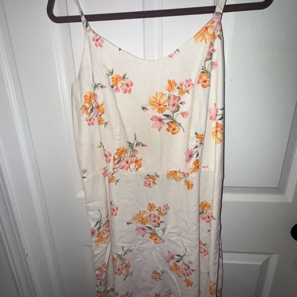 Old Navy Floral Print Dress - Cream, Pink, and Orange